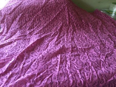 dark pink lace fabric 64 inches wide by 1 yard 22 inches - Image 1 of 3