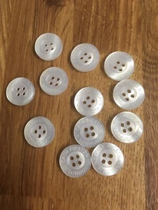 Cath Kidston 12 Pearl Effect Plastic Designer Logo Embossed Buttons 4 Hole 15mm - Picture 1 of 3