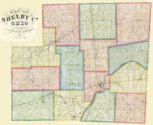 1865 Farm Line Map of Shelby County Ohio - Picture 1 of 3