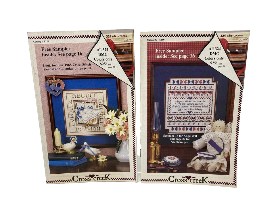 DMC Cross Creek Sampler Booklets Cross Stitch Patterns Lot of 2 1980s - Image 1 of 4