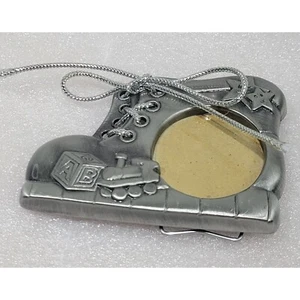 Marco de fotos para zapatos de bebé peltre metal niño niña unisex decoración de guardería estante cuidador - Imagen 1 de 4