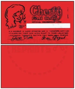 TARJETA DE MEMBRESÍA DEL CLUB DE FANS DE CHERRY - REIMPRESIÓN VINTAGE - Imagen 1 de 1
