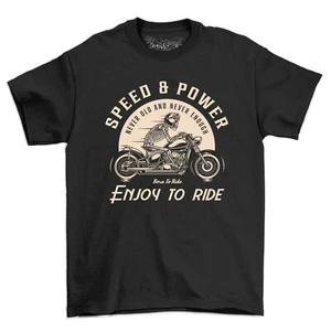 Speed & Power Enjoy The Ride Cafe Racer Vintage Motorrad Biker Herren T-Shirt - Bild 1 von 6
