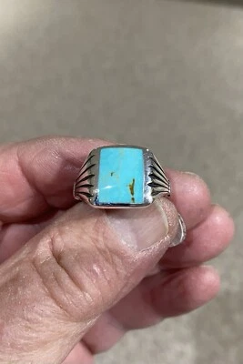Мужское кольцо из бирюзы и чистого серебра - Изображение 1 из 2