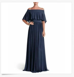 Dress The Population Bridal “Violet” Off The Shoulder Gown Navy Size Small - Picture 1 of 10