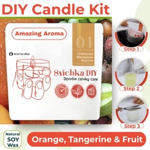Kit para hacer velas hágalo usted mismo. Naranja, mandarina y fruta. Cera de soja natural. Hecho a mano - Imagen 1 de 15