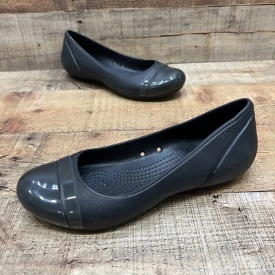 Crocs Womens Black Rubber Comfort Flats Gray Cap Toe Size 8 - Image 1 of 4