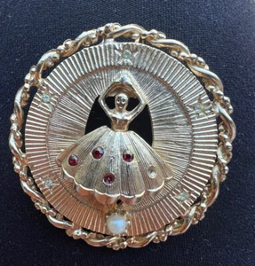 Rare Pegasus Coro Craft Ballerina Rhinestone Brooch /Necklace Pendant Katz - Picture 1 of 14