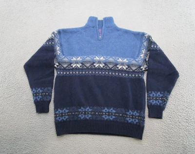 Pendleton Sweater Blue Fair Isle 100% Shetland Wool 1/4 Zip Pullover Size M - Image 1 of 4