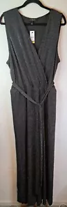 NWT Lane Bryant Metallic Sleeveless Jumpsuit Size 22/24 Belted Pockets Wide Leg - Picture 1 of 13