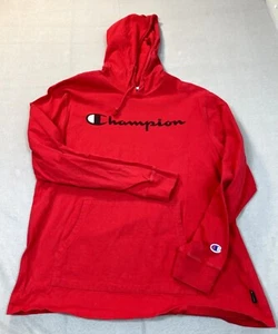 Champion Hoodie Spell Out Large Mens Sweater Red Kangaroo Pocket Pullover - Picture 1 of 15