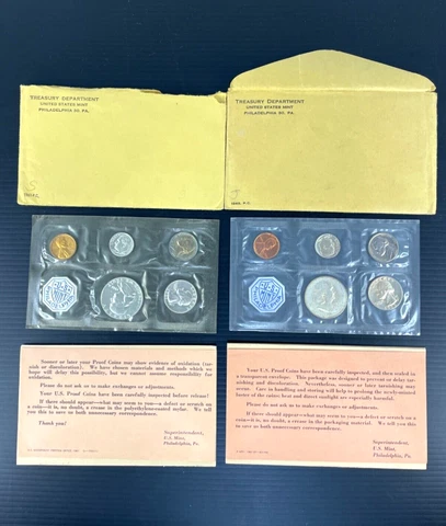 1961 & 1963 US Treasury Department Mint Coin Proof Set Original Envelopes Cover