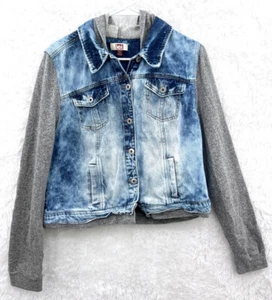 Lei Girl’s juniors XXL DENIM/ SWEATSHIRT combo hooded jacket - Picture 1 of 10