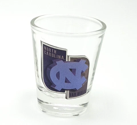 North Carolina Tar Heels Clear Shot Glass 2 oz Round NCAA Sports College Team Cover