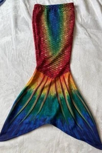 Sun Tails Rainbow Tiedye Mermaid Skirt Tail Costume Swim Skin Small 4T 5T Girls - Picture 1 of 3