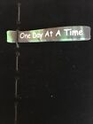 One Day At A Time Stretch Wristband Green & Black  Swirl W/White Letters New