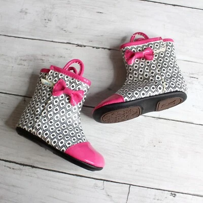 Robeez Tredz Baby девочки розовый серый дождевики ботинки младенца размер 3-6 месяцев 2 - Изображение 1 из 4