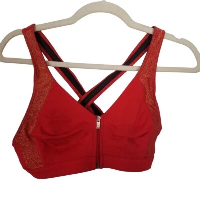 Victoria's Secret Victoria Sport Womens S Red/Gold Metallic Crossback Sports Bra - Image 1 of 4