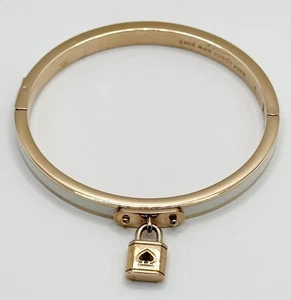 Kate Spade New York Lock & Spade Rose Gold-Plated White Enamel Charm Bangle - Picture 1 of 10