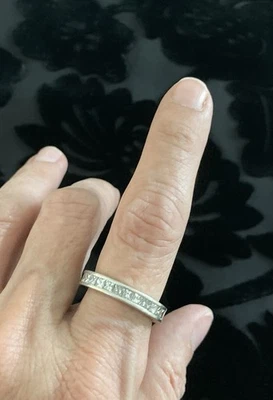 PLATINUM 3.5 CT NATURAL DIAMOND ETERNITY SET RING SIZE 7 - Image 1 of 4