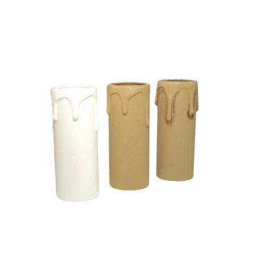 BRICOQUI Portalampada finta candela colore avorio-avorio bruciato-bianco attacco e14 luce