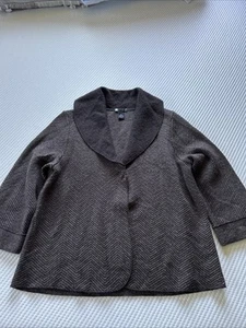 Cárdigan Carole Little 100 % lana gris espiga chal cuello talla XL - Imagen 1 de 6