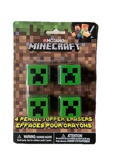 MINECRAFT 4 Pencil Topper Erasers ** New in Package - Picture 1 of 2