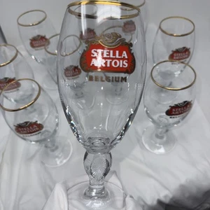 Bicchiere birra calice bordo oro Stella Artois Belgio 50 cl 16,09 oz set da 10 - Foto 1 di 9