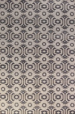 Hand-Knotted Oriental Wool Carpet Beige Geometric Moroccan Oriental Rug 4x8 Ft - Image 1 of 4