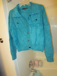 gebrauchter Damen Plüsch Langarm Pullover Broadway 38 Gr. L türkisfarben - Bild 1 von 16