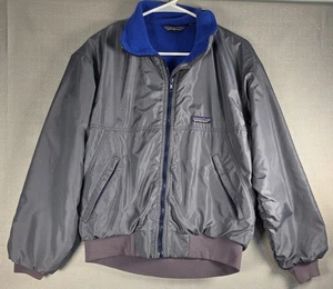 Patagonia VNTG Años 80 Hecho en EE. UU. Forrado de Vellón Chaqueta de Bombardero Abrigo Gris Azul Pequeño - Imagen 1 de 15
