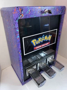 Purple 3 Column Sticker Tattoo Pokemon Card Vending Machine Sports Cards W/Key - Picture 1 of 10