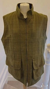 Alan Paine Tweed Gilet Men's Size Small VGC Khaki Green. B184 - Picture 1 of 13