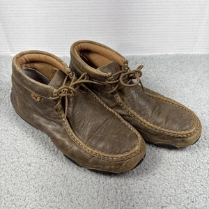 Twisted X Chukka LEATHER ankle boots Driving Moc Toe Brown Tan Womens SZ 8.5 M - Picture 1 of 22