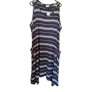 Simple by Suzanne Betro 2X  NWT Gray/White Stripe Womens Sleeveless  Dress  - Picture 1 of 6