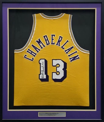 Los Angeles Lakers Wilt Chamberlain Autographed Framed Gold Jersey JSA #ZZ42005 - Image 1 of 4