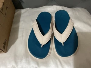 MELISSA, M Lover plus Flip Flop, Beige/Blue Size 6 - Picture 1 of 10
