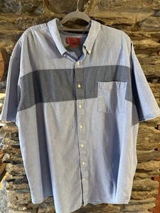 Foundry Supply Co Youth Denim Block Stripe Short Sleeve  Button-Up Shirt 3X - Picture 1 of 6