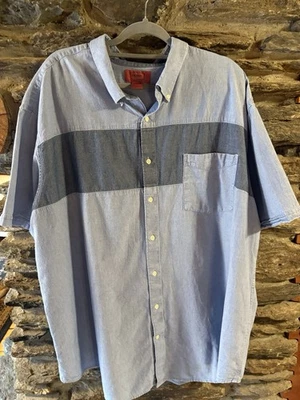 Foundry Supply Co Youth Denim Block Stripe Short Sleeve  Button-Up Shirt 3X - Image 1 of 4