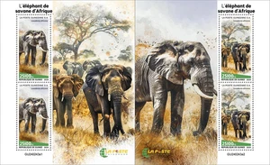 2025 07 - GUINEA - AFRICAN SAVANNA ELEPHANTS 2X 2V complet set MNH ** - Picture 1 of 3