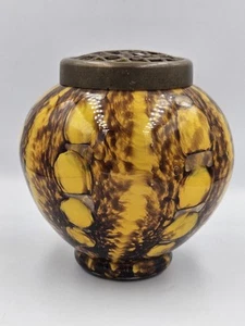 Franz Welz Art Deco irisierende Streifen & Punkte böhmisches Glas Posy Vase KOSTENLOSER VERSAND - Bild 1 von 4