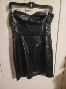 Forever 21 Damenkleid schwarz Kunstleder Spitze Röhre Top Größe Large L - Bild 1 von 3
