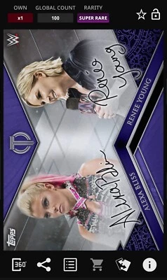 Topps WWE Slam 2018 Alexa Bliss Renee Young Tribute Sig Purple SR 100cc DIGITAL - Image 1 of 2