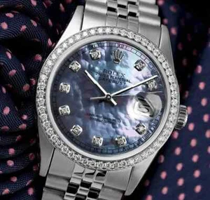 Rolex Datejust 36 mm Tahitian Mother Of Pearl Diamond Dial & Diamond Bezel - Picture 1 of 9
