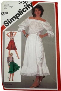 Vintage Simplicity 5758 Rock vorne Wickeloptik Rüschen Misses' 12 Muster ungeschnitten - Bild 1 von 4