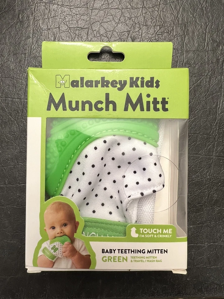 MUNCH MITT BABY TEETHING MITTEN GREEN NEW IN BOX - Image 1 of 2