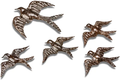 Ornamento de jardim andorinhas de metal escultura arte - pássaro de metal reciclado feito à mão - Imagem 1 de 4