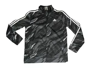 Adidas Boys Kids Youth Black Grey Full Zip Sweatshirt Track Jacket sz. XL 18-20 - Picture 1 of 3
