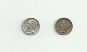 Mercury Dime 2 Coin Lot - 1920 P & 1941 S - Picture 1 of 2