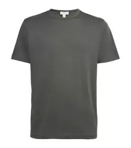 Sunspel Herren T-Shirt Classic Crew Neck Kurzarm Tee in Drill Green - Bild 1 von 9